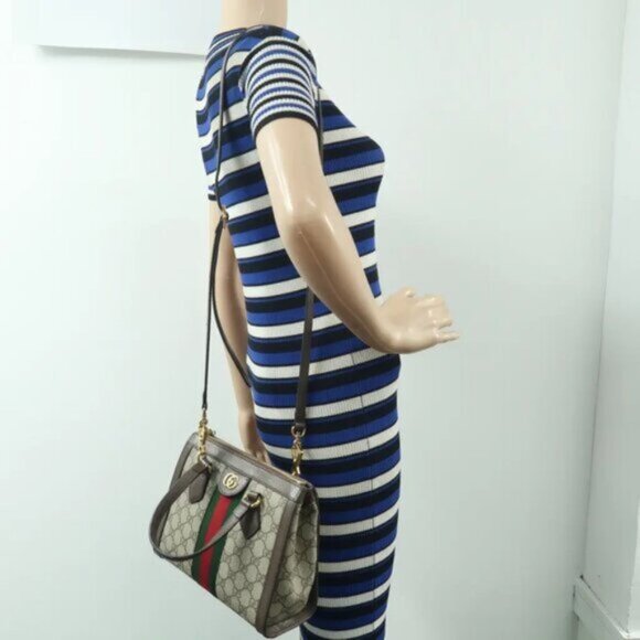 GUCCI Ophidia Brown Canvas Satchel Bag 950-100225 - Picture 12 of 12